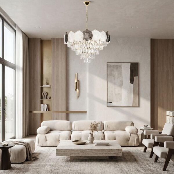 Toolight Rea, Krištáľová závesná lampa SWE084-CP 60cm GOLD, OSW-30213