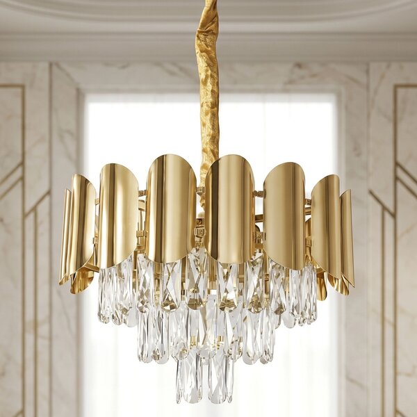 Toolight Rea, Krištáľová závesná lampa SWE099-CP 40cm GOLD, OSW-30222