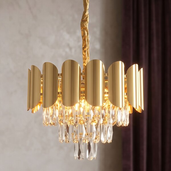 Toolight Rea, Krištáľová závesná lampa SWE099-CP 40cm GOLD, OSW-30222