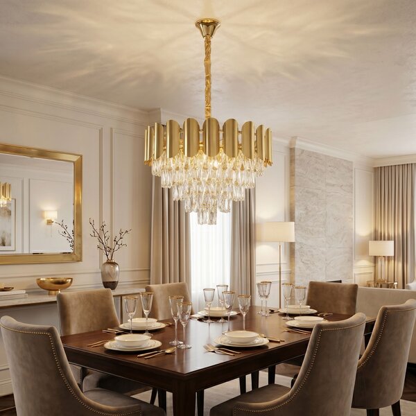 Toolight Rea, Krištáľová závesná lampa SWE100-CP 60cm GOLD, OSW-30223