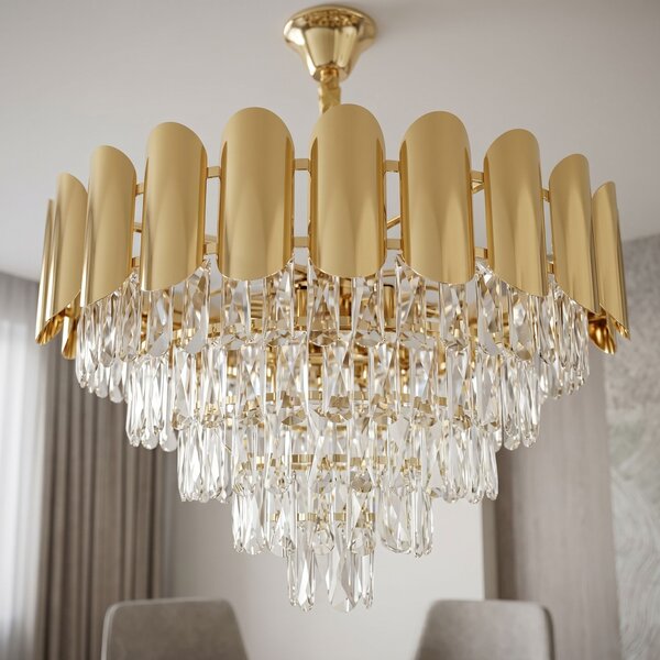 Toolight Rea, Krištáľová závesná lampa SWE100-CP 60cm GOLD, OSW-30223