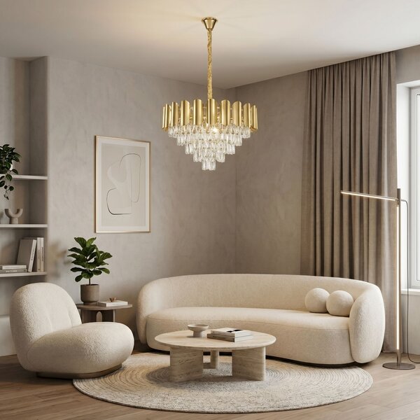 Toolight Rea, Krištáľová závesná lampa SWE100-CP 60cm GOLD, OSW-30223