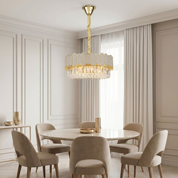 Toolight Rea, Krištáľová závesná lampa SWE107-CP 50cm GOLD, OSW-30229