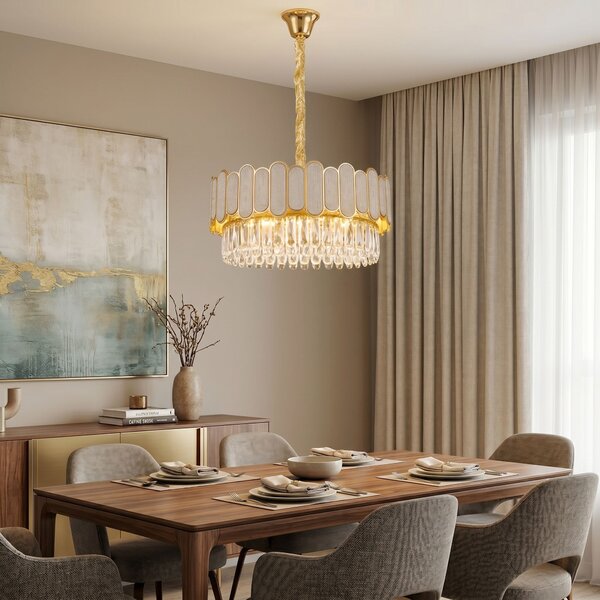 Toolight Rea, Krištáľová závesná lampa SWE107-CP 50cm GOLD, OSW-30229