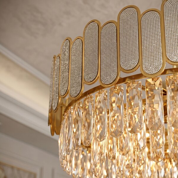 Toolight Rea, Krištáľová závesná lampa SWE107-CP 50cm GOLD, OSW-30229