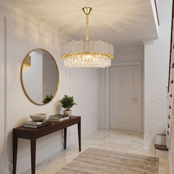 Toolight Rea, Krištáľová závesná lampa SWE107-CP 50cm GOLD, OSW-30229