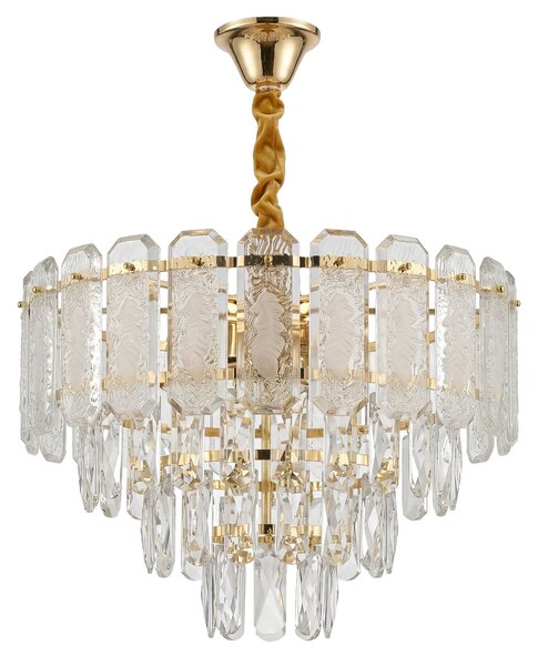 Toolight Rea, Krištáľová závesná lampa SWE088-CP 40cm GOLD, OSW-30215