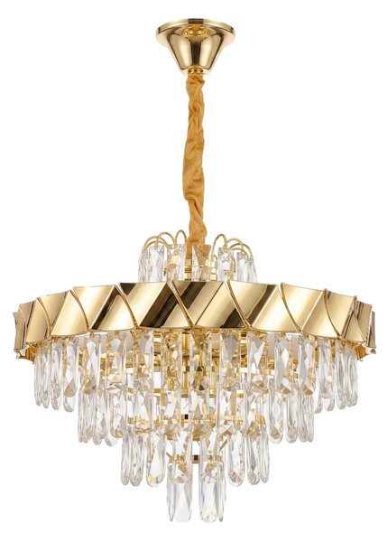 Toolight Toolight, krištáľová závesná lampa, SWE076-CP, Ø50 cm, 6×E14, zlatá, OSW-30205