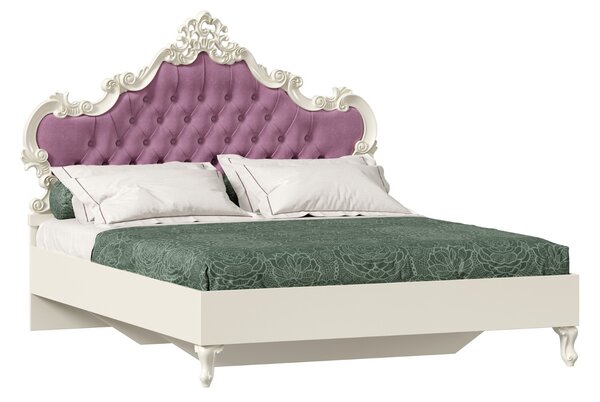 Manželská posteľ s roštom Comtesa 160x200cm - alabaster/fialová