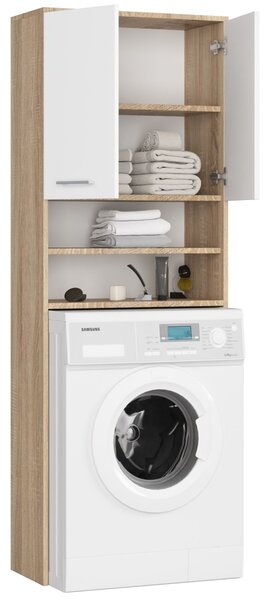 Ak furniture Kúpeľňová skrinka nad práčku Fin dub sonoma/biela