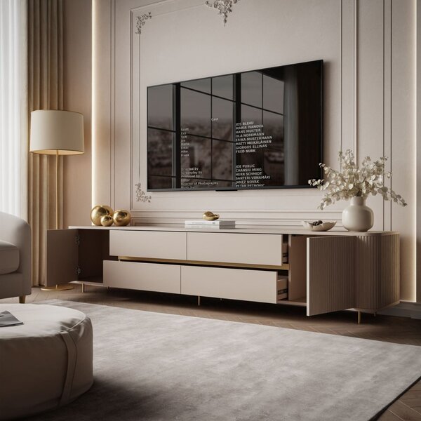 TV STOLÍK PORTOFINO GOLD BÉŽOVÝ 240 cm