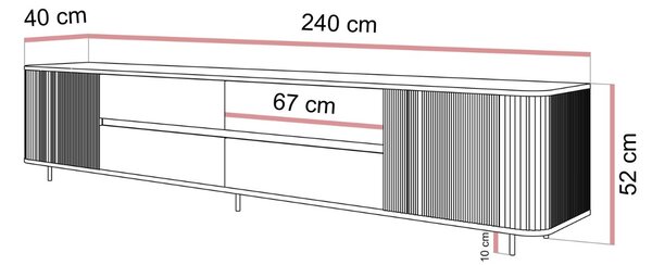 TV STOLÍK PORTOFINO GOLD BÉŽOVÝ 240 cm