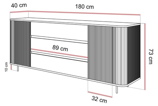 KOMODA PORTOFINO GOLD BÉŽOVÁ 180 cm