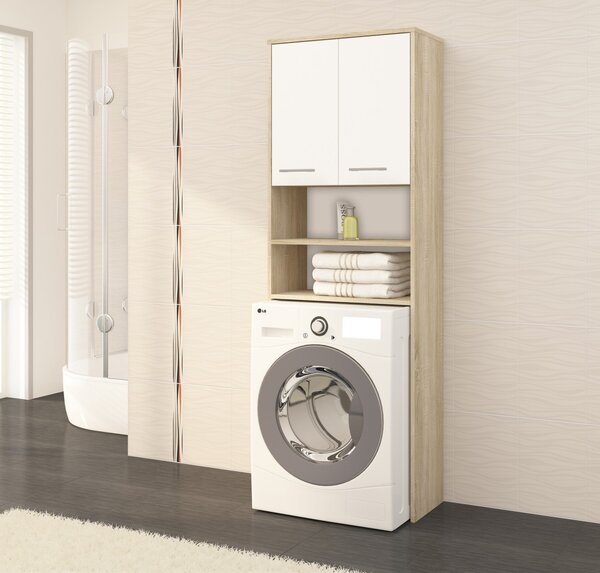 Ak furniture Kúpeľňová skrinka nad práčku Fin dub sonoma/biela