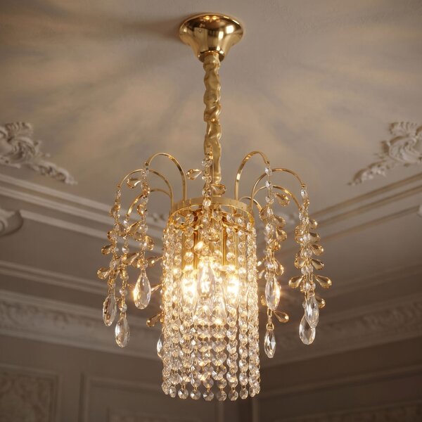 Toolight Rea, Krištáľová závesná lampa SWE090-CP 30cm GOLD, OSW-30217
