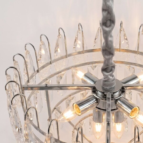 Toolight Toolight, krištáľová závesná lampa, SWE079-CP, Ø50 cm, chrómová, OSW-30208