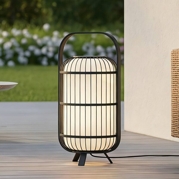 Lucande Terasové svietidlo Tayori, čierne, 64 cm, IP44, Čierna, Hliník, Dizajn, Lampáš