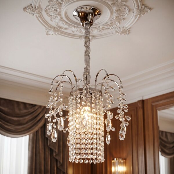 Toolight Rea, Krištáľová závesná lampa SWE089-CP 30cm CHROME, OSW-30216