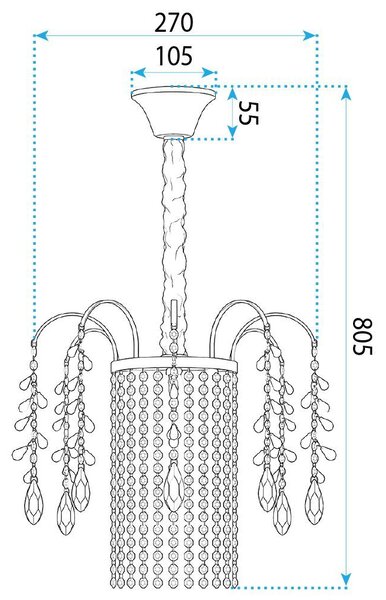 Toolight Rea, Krištáľová závesná lampa SWE089-CP 30cm CHROME, OSW-30216