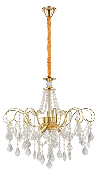 Toolight Toolight, krištáľová závesná lampa, SWE081-CP, Ø60 cm, 6×E14, zlatá, OSW-30210