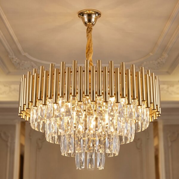 Toolight Rea, Krištáľová závesná lampa SWE103-CP GOLD, OSW-30226