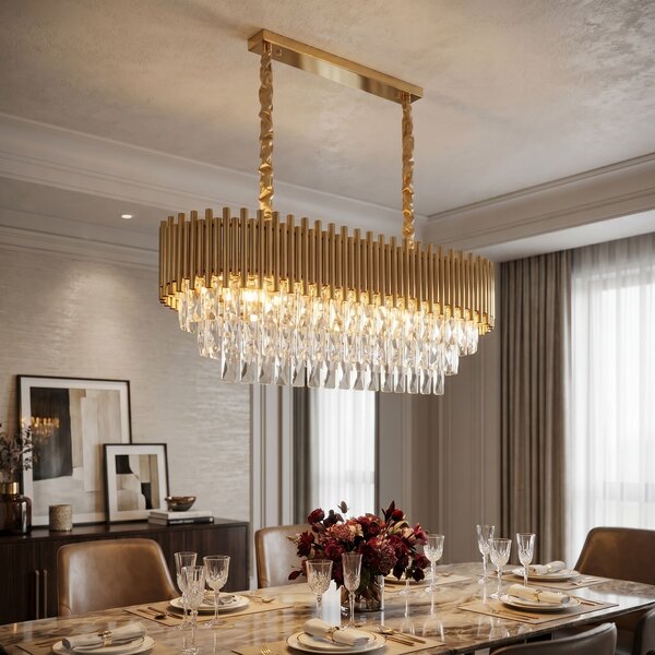 Toolight Rea, Krištáľová závesná lampa SWE105-CP GOLD, OSW-30227