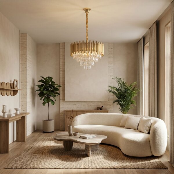 Toolight Rea, Krištáľová závesná lampa SWE103-CP GOLD, OSW-30226