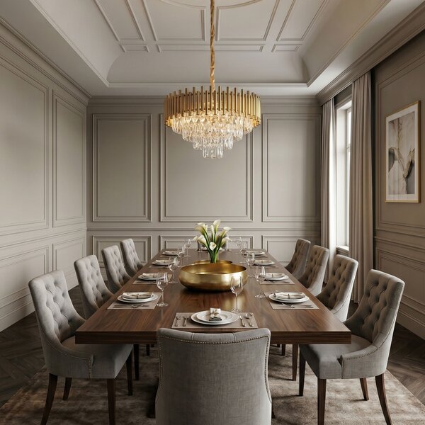 Toolight Rea, Krištáľová závesná lampa SWE103-CP GOLD, OSW-30226