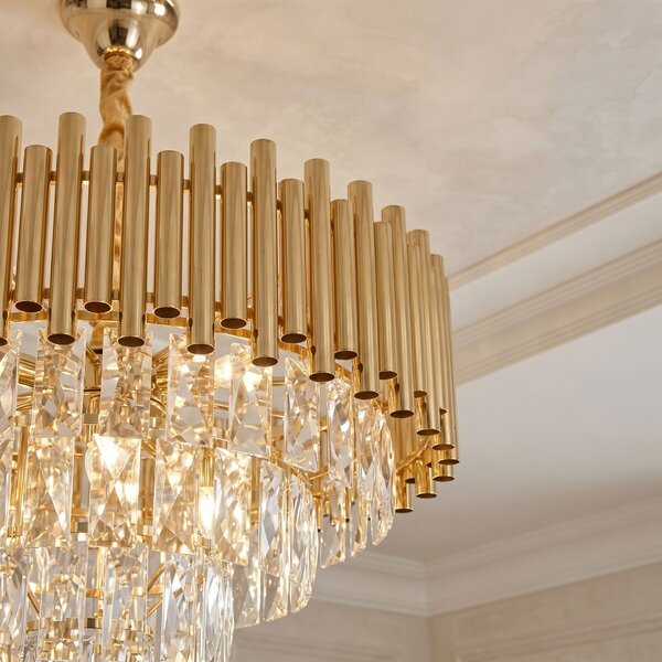 Toolight Rea, Krištáľová závesná lampa SWE103-CP GOLD, OSW-30226