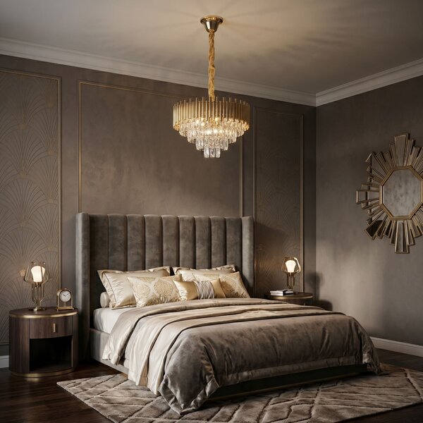 Toolight Rea, Krištáľová závesná lampa SWE103-CP GOLD, OSW-30226