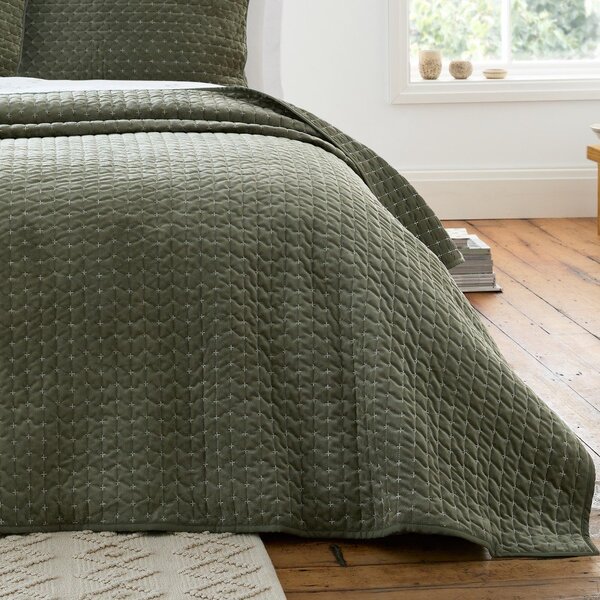 Zelený zamatový prešívaný pléd 240x260 cm Attica Velvet Embroidered – Bianca