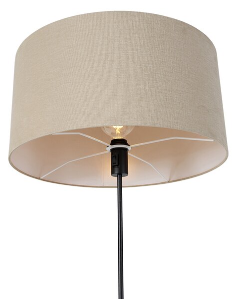 Stojaca lampa čierna nastaviteľná s tienidlom svetlohnedá 50 cm - Parte