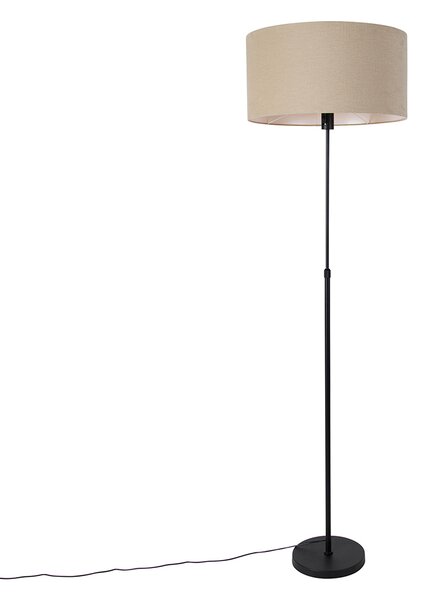 Stojacia lampa čierna nastaviteľná s tienidlom svetlohnedá 50 cm - Parte