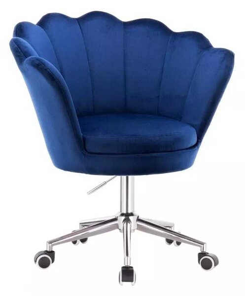 LuxuryForm DESIGN Kreslo FREY VELUR na striebornej podstave s kolieskami - modré