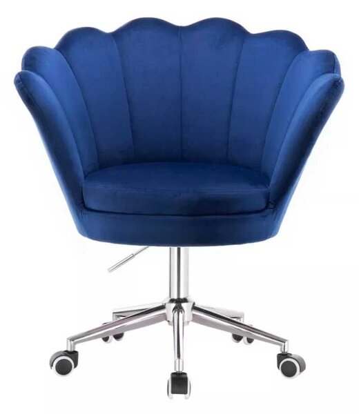 LuxuryForm DESIGN Kreslo FREY VELUR na striebornej podstave s kolieskami - modré