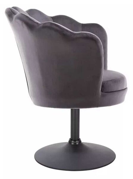 LuxuryForm DESIGN Kreslo FREY VELUR na čiernom tanieri - tmavo šedé