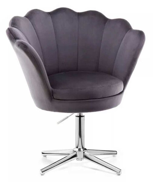 LuxuryForm DESIGN Kreslo FREY VELUR na striebornom kríži - tmavo šedé