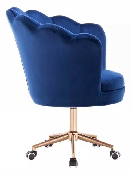 LuxuryForm DESIGN Kreslo FREY VELUR na zlatej podstave s kolieskami - modré