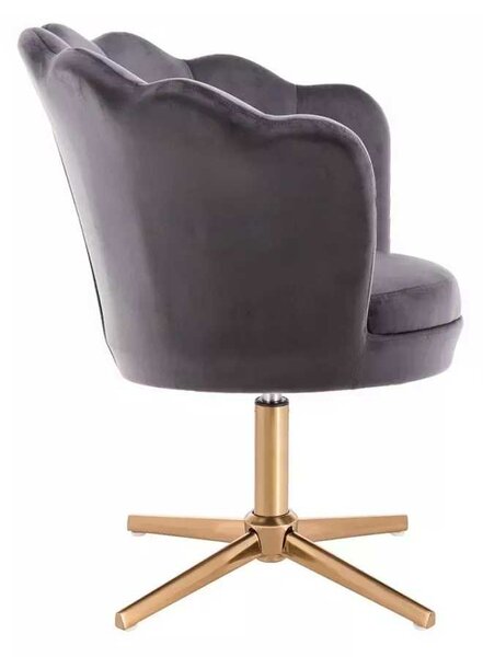 LuxuryForm DESIGN Kreslo FREY VELUR na zlatom kríži - tmavo šedé