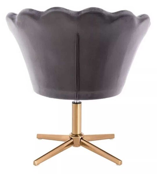 LuxuryForm DESIGN Kreslo FREY VELUR na zlatom kríži - tmavo šedé
