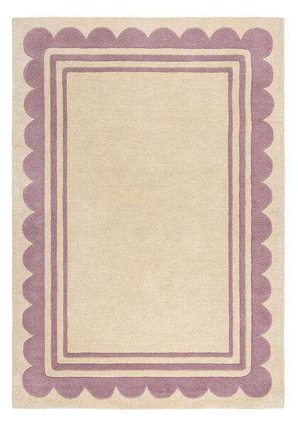 Ručne tkaný vlnený koberec vo fialovo-prírodnej farbe 160x230 cm Lois Scallop – Flair Rugs