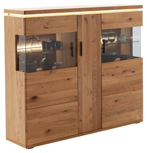 VYSOKÁ KOMODA, dub, farba duba, 150/128/37 cm Linea Natura - Komody