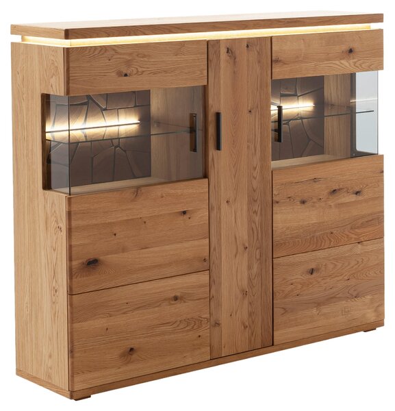 VYSOKÁ KOMODA, dub, farba duba, 150/128/37 cm Linea Natura - Komody