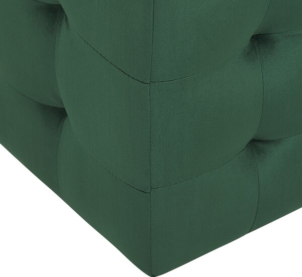 Taburetka zelená zamat 72 x 42 x 40 cm s úložným priestorom prešívaná obdĺžnikový tvar obývačka spálňa