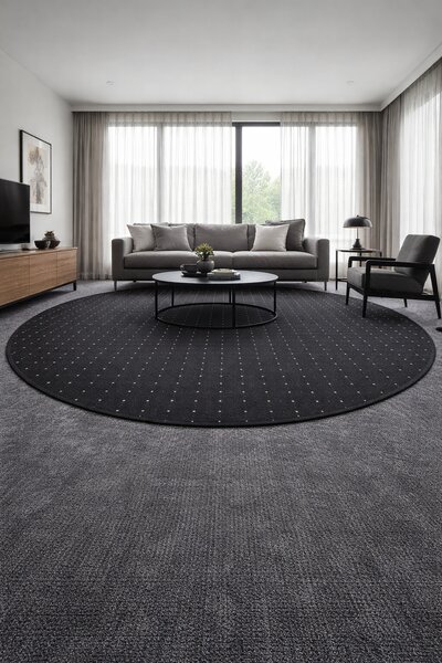 Condor Carpets , Kusový koberec Udinese antracit guľatý, 57x57 (priemer) kruh, šedá, chodba / predsieň