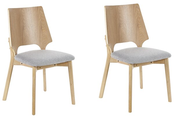 Súprava 2 jedálenských stoličiek svetlé drevo sivý polyester preglejka nohy z kaučukového dreva tradičný retro dizajn