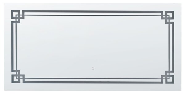 Nástenné zrkadlo strieborné 120 x 60 cm s LED osvetlením obdĺžnikové moderná kúpeľňa