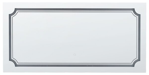 Nástenné zrkadlo strieborné 120 x 60 cm s LED osvetlením obdĺžnikové moderná kúpeľňa spálňa