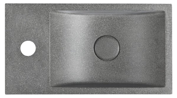 Sapho Sapho, CREST L betónové umývadlo vrátane výpusti, 40x22 cm, čierny granit, AR403