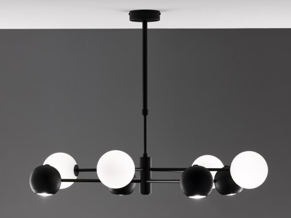 Jupiter 1998 - Luster na tyči MOKA 4xGU10/10W/230V + 4xG9/10W/230V čierna/biela
